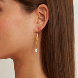 Chan Luu Gold Wave Pearl Drop Earrings - White