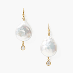 Chan Luu White Pearl & Diamond Teardrop Earrings