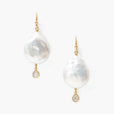 Chan Luu White Pearl & Diamond Teardrop Earrings