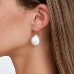 Chan Luu White Pearl & Diamond Teardrop Earrings