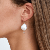 Chan Luu White Pearl & Diamond Teardrop Earrings