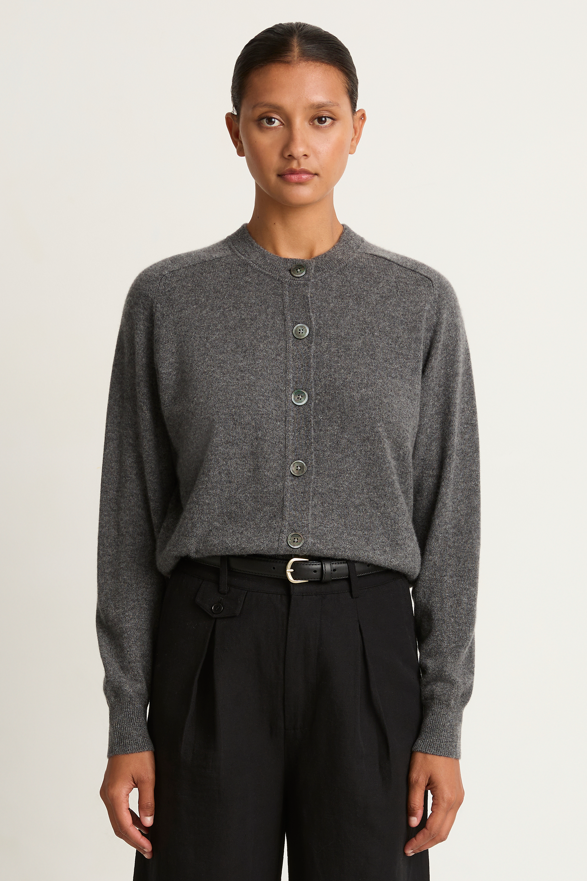 Demylee Gwen Cashmere Cardigan - Dark Heather Grey