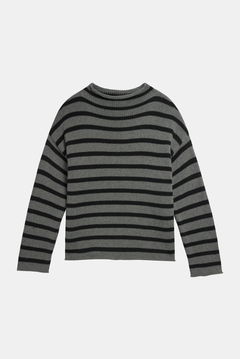 Demylee Lamis Stripe Sweater - Dark Heather Grey / Black