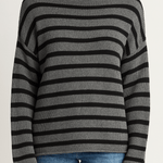 Demylee Lamis Stripe Sweater - Dark Heather Grey Black