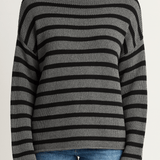 Demylee Lamis Stripe Sweater - Dark Heather Grey Black