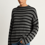 Demylee Lamis Stripe Sweater - Dark Heather Grey Black