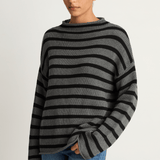 Demylee Lamis Stripe Sweater - Dark Heather Grey Black