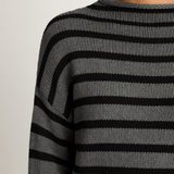 Demylee Lamis Stripe Sweater - Dark Heather Grey Black