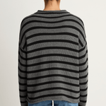 Demylee Lamis Stripe Sweater - Dark Heather Grey Black