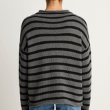 Demylee Lamis Stripe Sweater - Dark Heather Grey Black