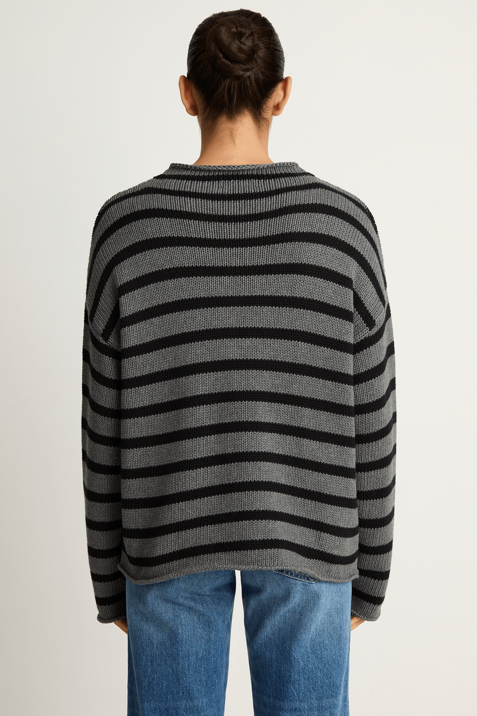 Demylee Lamis Stripe Sweater - Dark Heather Grey Black