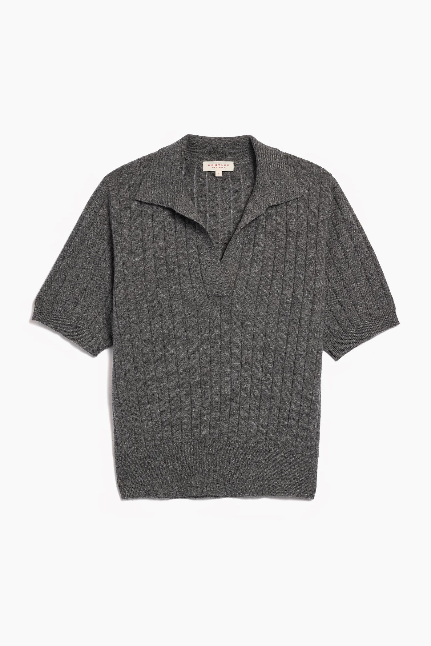 Demylee Skylar Polo Cashmere Top - Dark Heather Grey