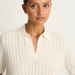 Demylee Skylar Polo Cashmere Top - Ivory