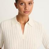 Demylee Skylar Polo Cashmere Top - Ivory