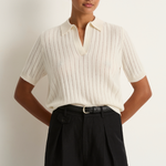 Demylee Skylar Polo Cashmere Top - Ivory