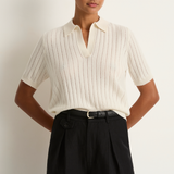 Demylee Skylar Polo Cashmere Top - Ivory