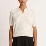 Demylee Skylar Polo Cashmere Top - Ivory