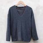 Elsa Esturgie Midi V-Neck Sweater - Grey