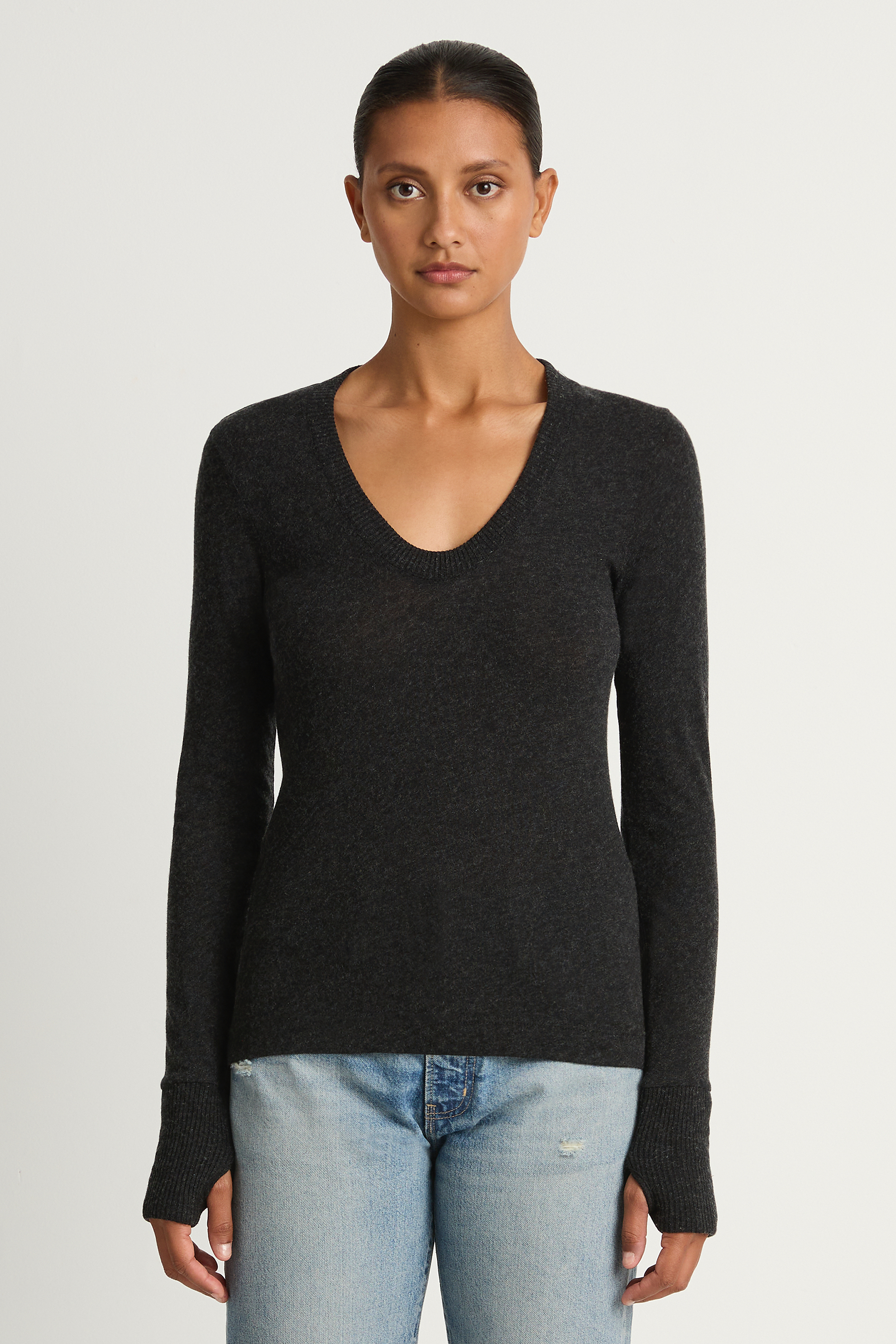 Enza Costa Cashmere Easy Cuffed U - Charcoal