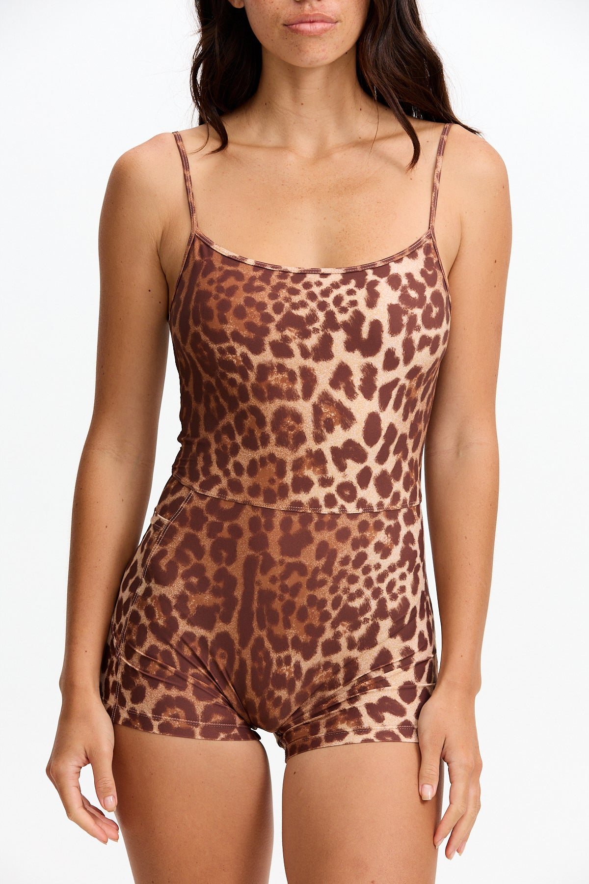 Benoa Body Square Neck Romper 3" - Sahara