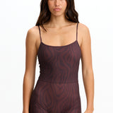 Benoa Body Square Neck Romper 3" - Chocolate Zebra