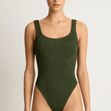 Hunza G Square Neck One-Piece - Metallic Khaki