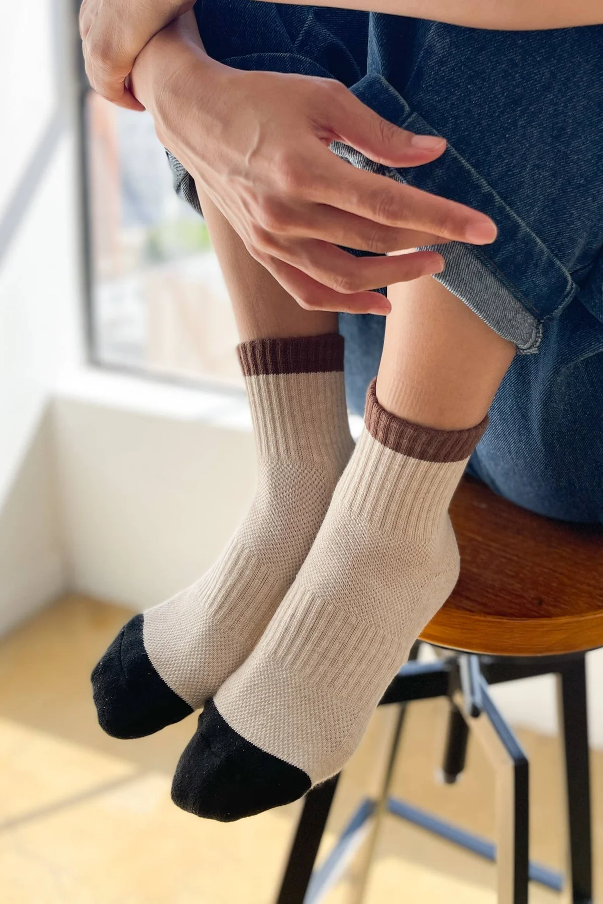 Le Bon Shoppe Color Block Girlfriend Socks - Black Coffee