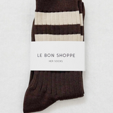 Le Bon Shoppe Her Varsity Socks - Espresso