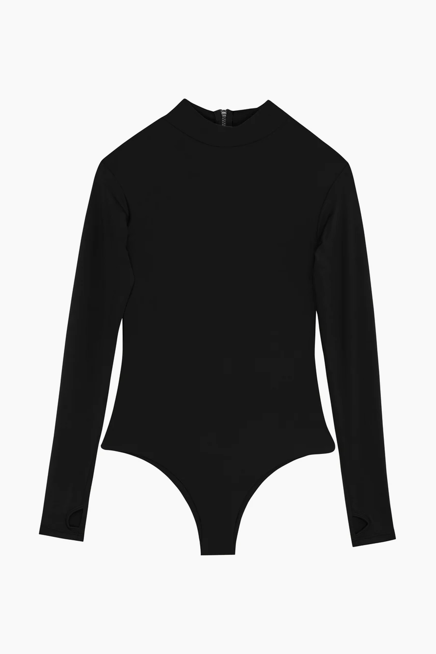 MIKOH Gato Long Sleeve Bodysuit - Noir