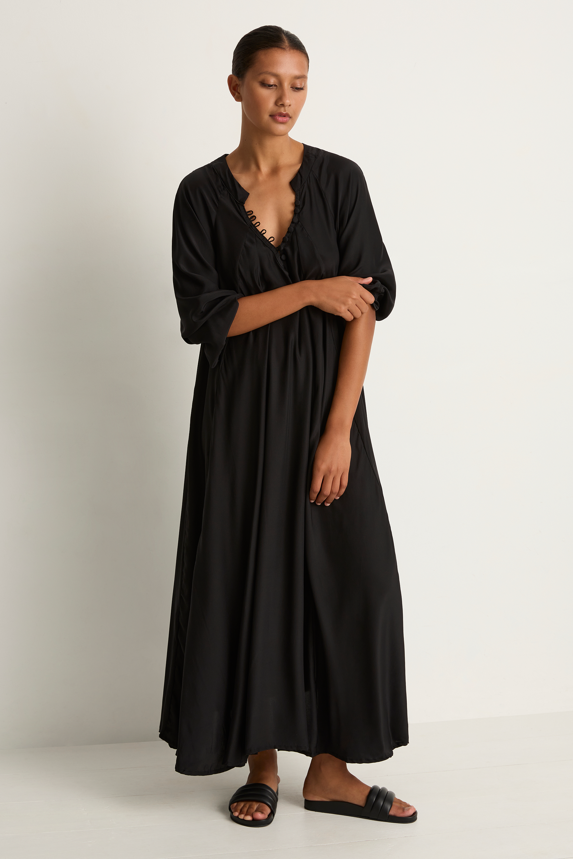 Natalie Martin Silk Fiore Maxi - Black