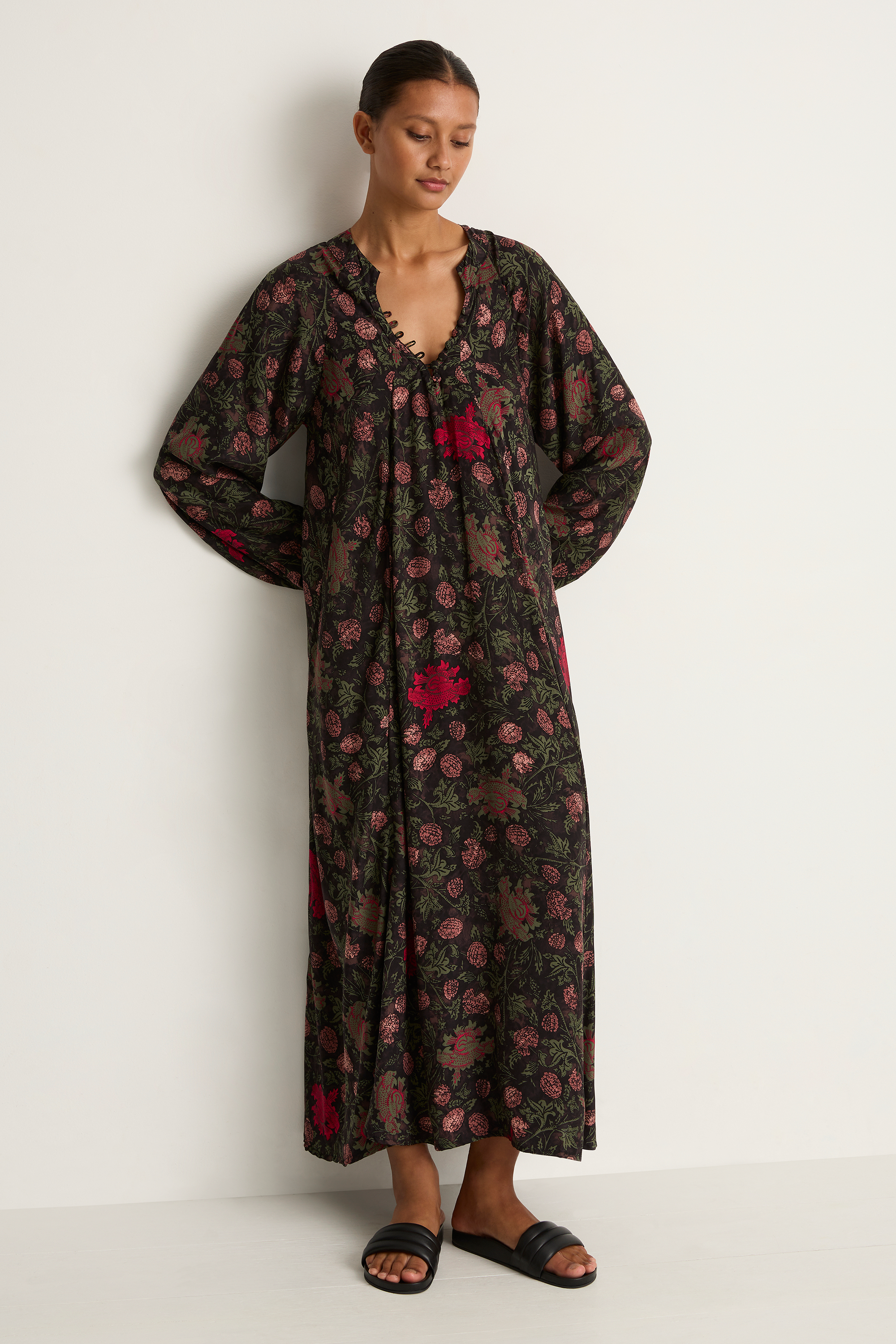 Natalie Martin Silk Fiore Maxi - Lehua Black