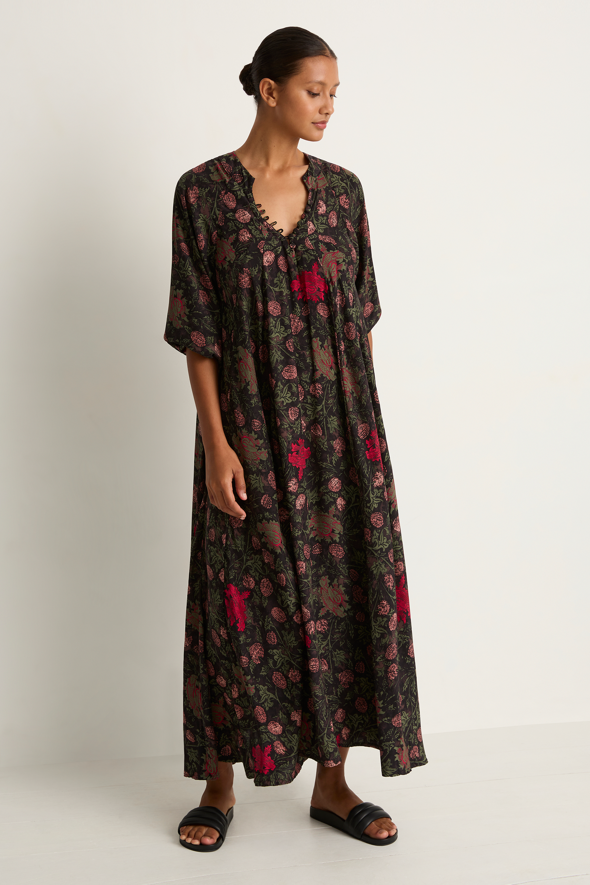 Natalie Martin Silk Fiore Maxi - Lehua Black