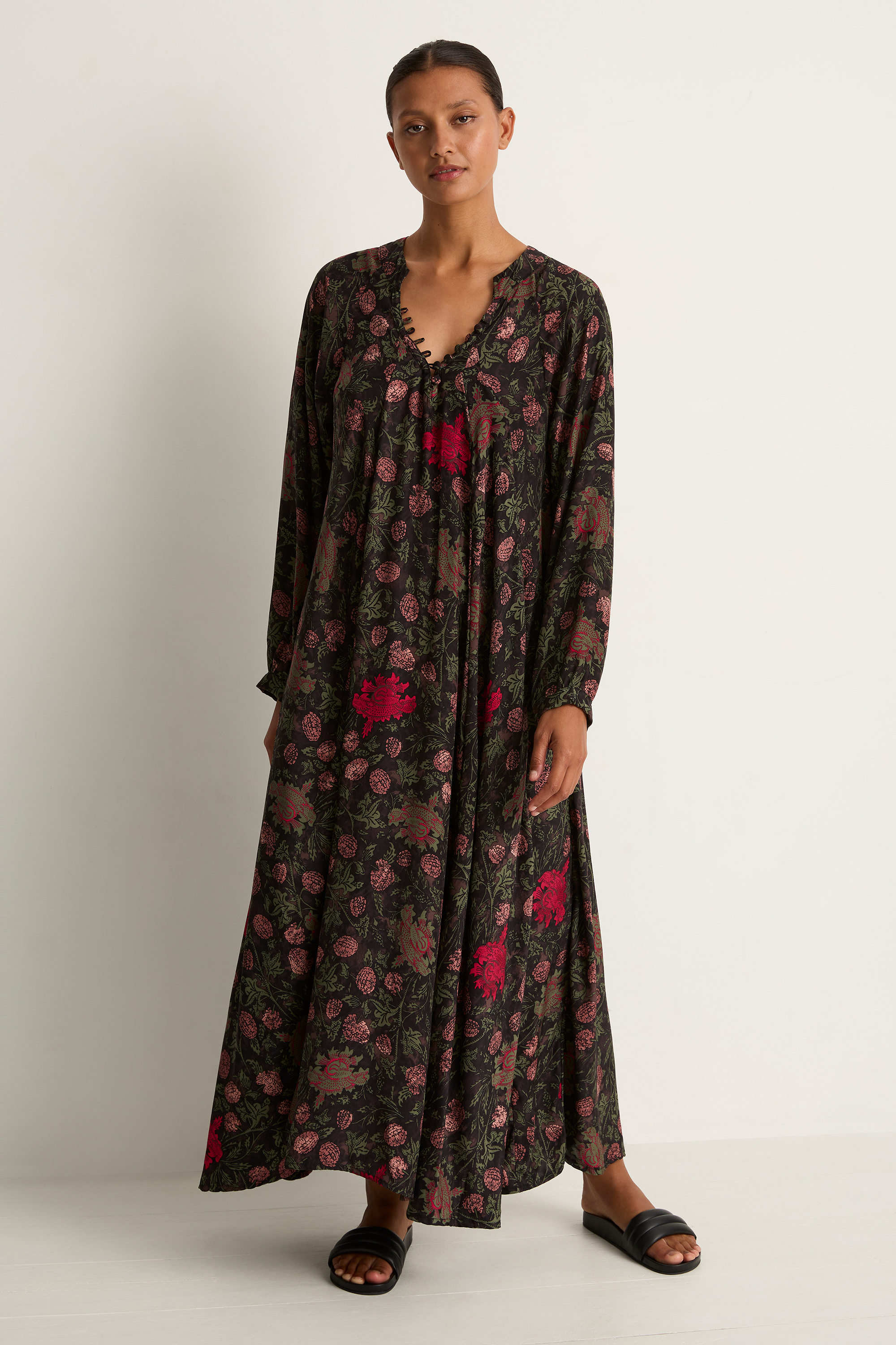 Natalie Martin Silk Fiore Maxi - Lehua Black