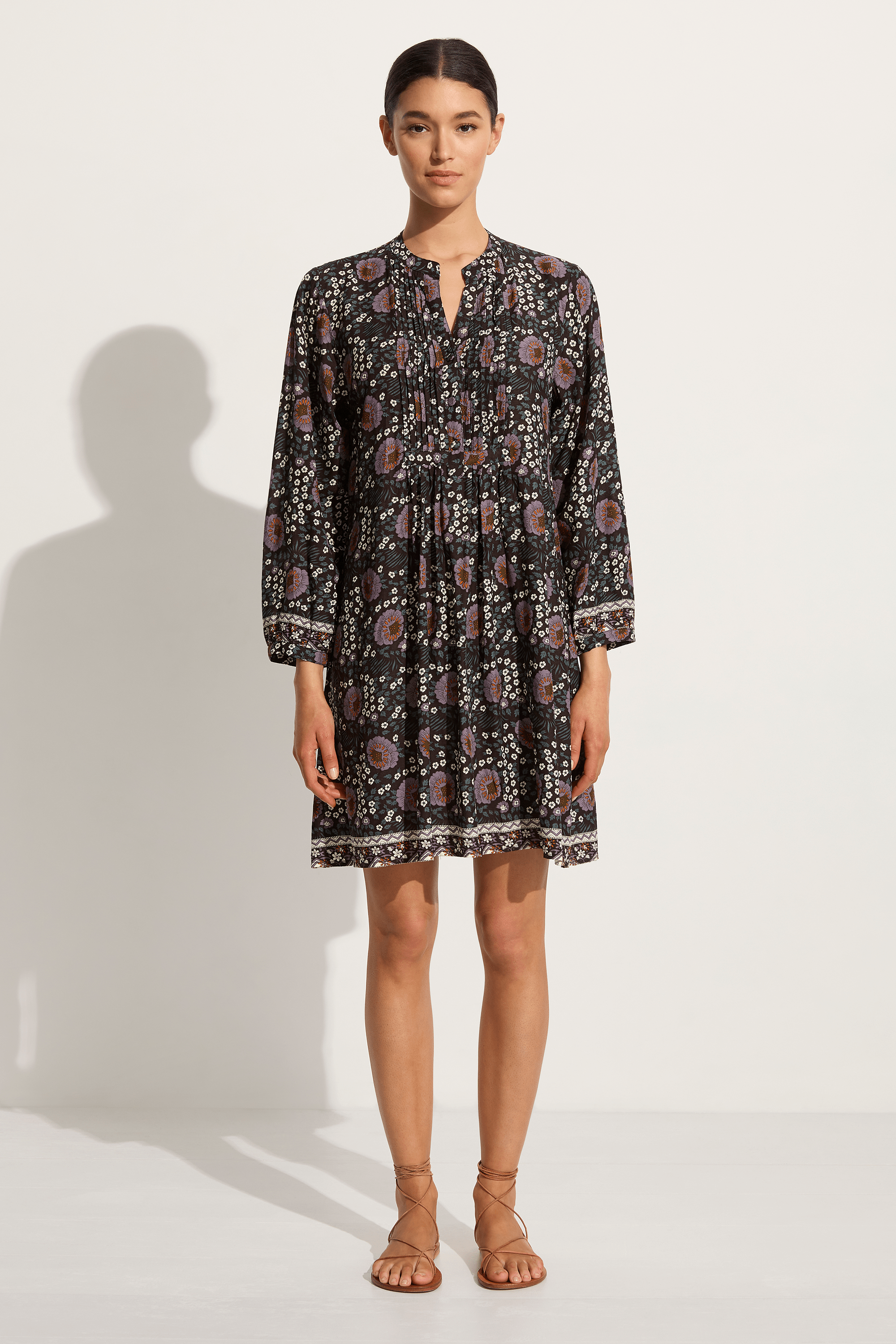 Natalie Martin Sammie short dress in vintage flowers black/purple