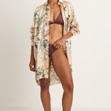 Olivia Von Halle Celeste Cream Floral Nightshirt - Tirtoff