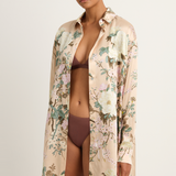 Olivia Von Halle Celeste Cream Floral Nightshirt - Tirtoff