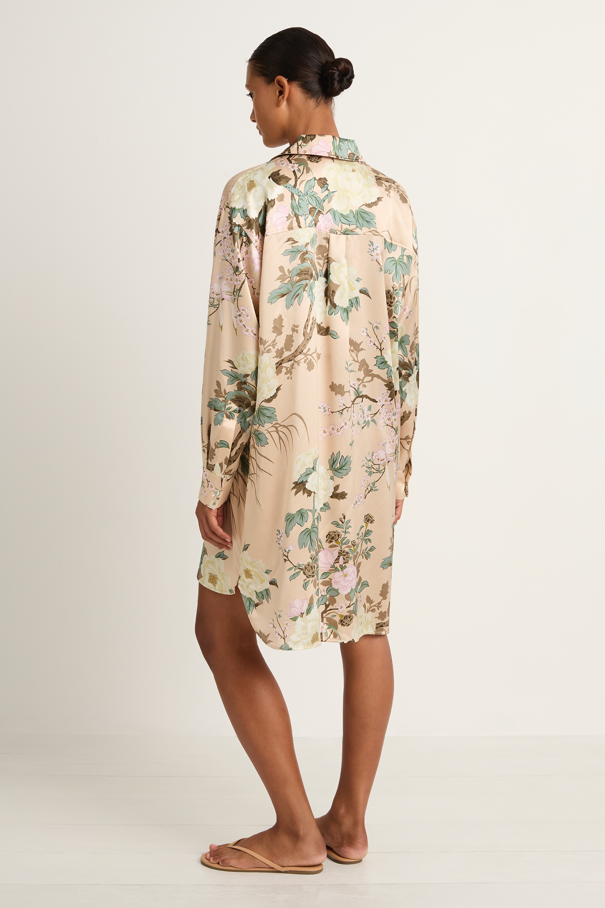 Olivia Von Halle Celeste Cream Floral Nightshirt - Tirtoff