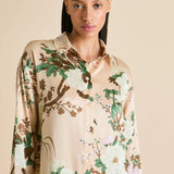 Olivia Von Halle Celeste Cream Floral Nightshirt - Tirtoff