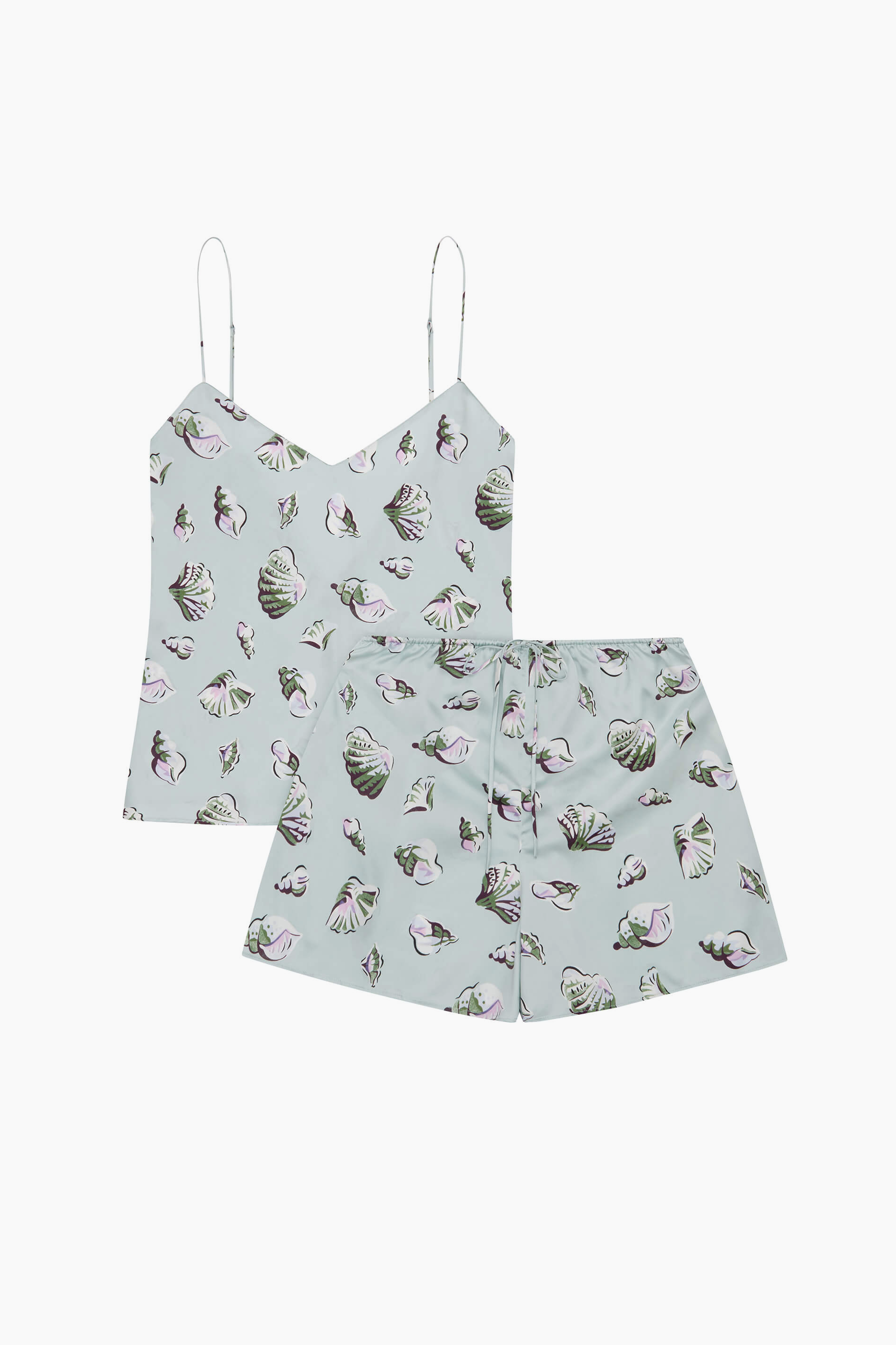 Olivia Von Halle Ella Silk Camisole Set - Cowrie Blue Seashell