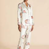 Olivia Von Halle Lila Silk Pajamas - Cora Ivory Goldfish