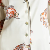 Olivia Von Halle Lila Silk Pajamas - Cora Ivory Goldfish