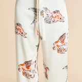 Olivia Von Halle Lila Silk Pajamas - Cora Ivory Goldfish