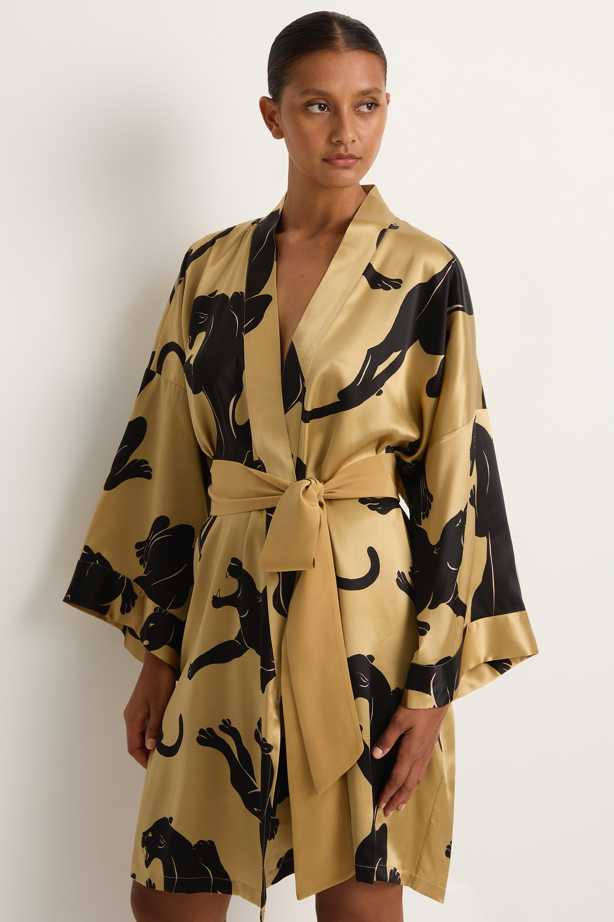 Olivia Von Halle Mimi robe - Perriand Gold Panther