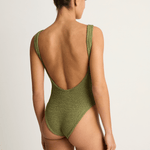 Hunza G Square Neck One Piece - Metallic Moss