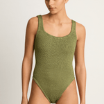 Hunza G Square Neck One Piece - Metallic Moss