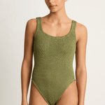 Hunza G Square Neck One Piece - Metallic Moss