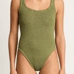 Hunza G Square Neck One Piece - Metallic Moss