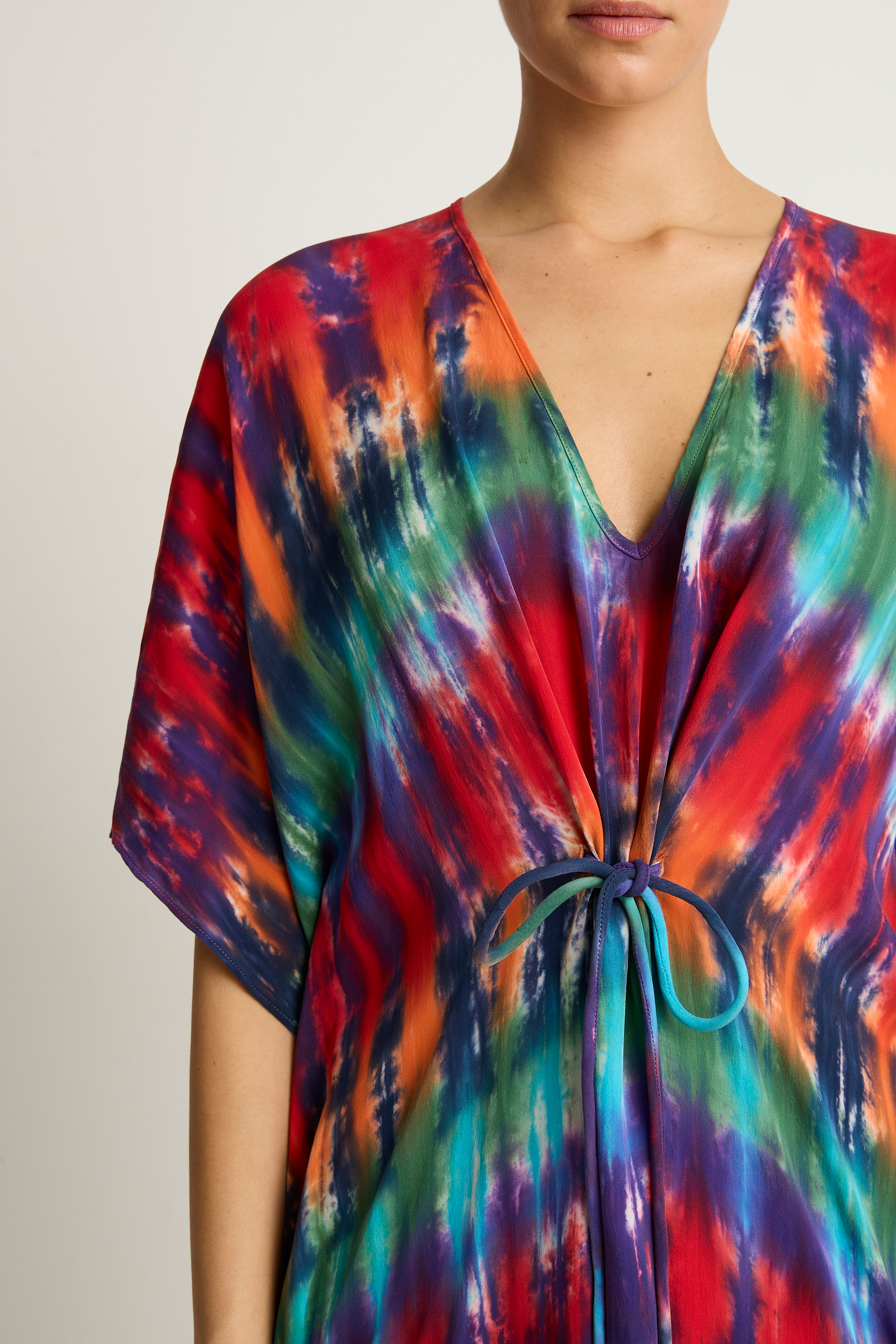 Raquel Allegra Kigali Silk Caftan - Rainbow