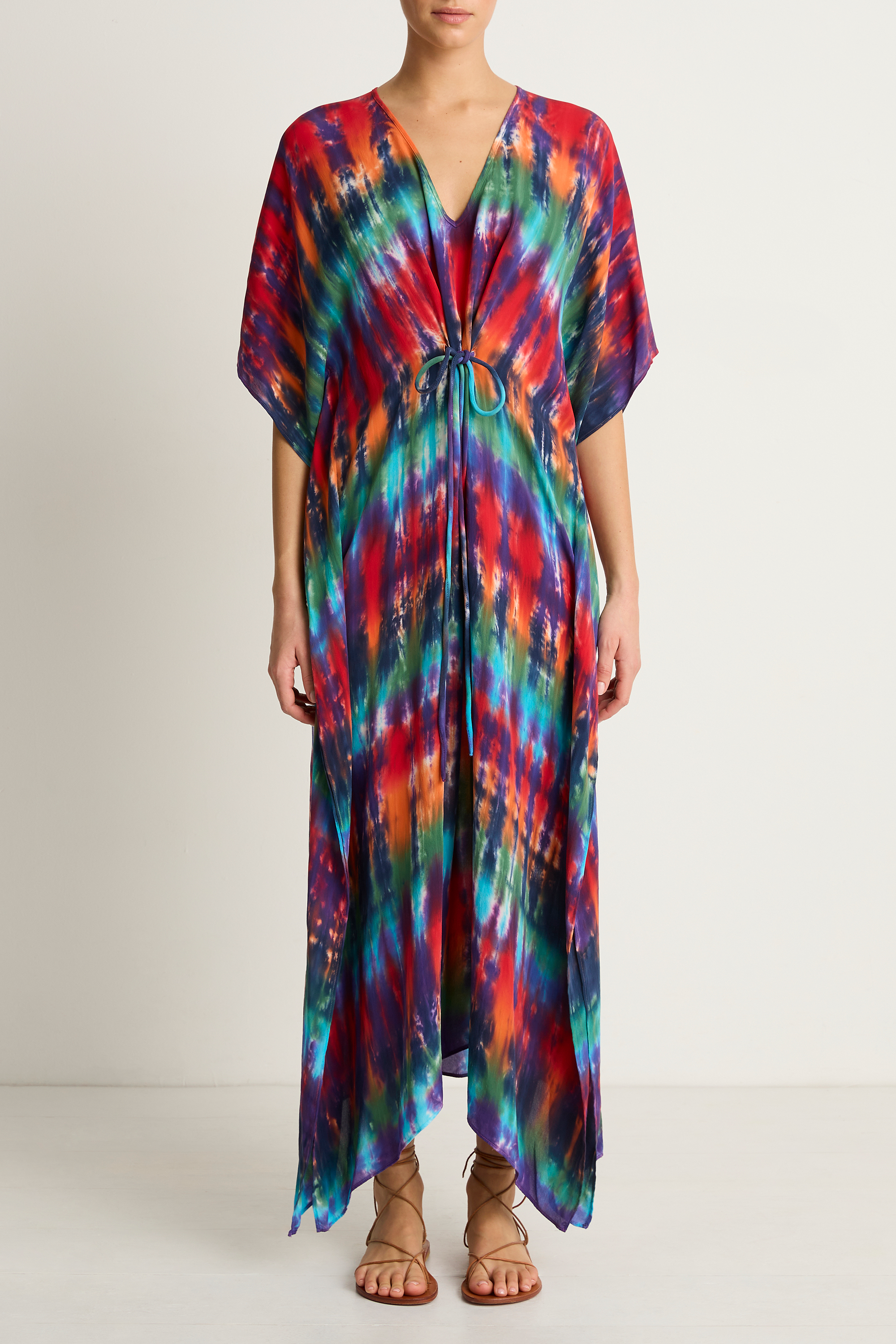 Raquel Allegra Kigali Silk Caftan - Rainbow