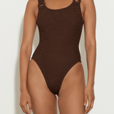 Hunza G Domino one piece - Metallic Chocolate